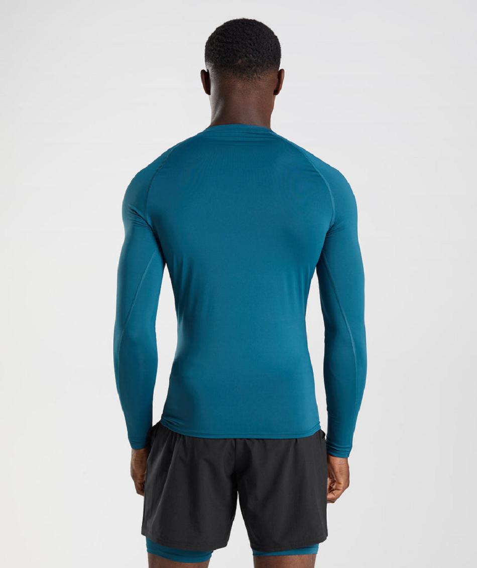 Gymshark Element Baselayer Top Muške Dugi Rukav Plave | HR 2673JPQ